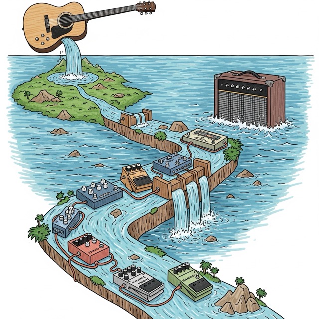 音の信号を川の流れに例えた図解